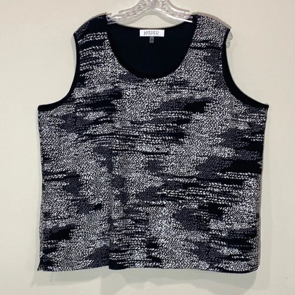 Plus Size Black & Silver Plus Size Sleeveless Dress Top By Kasper. Size 3X